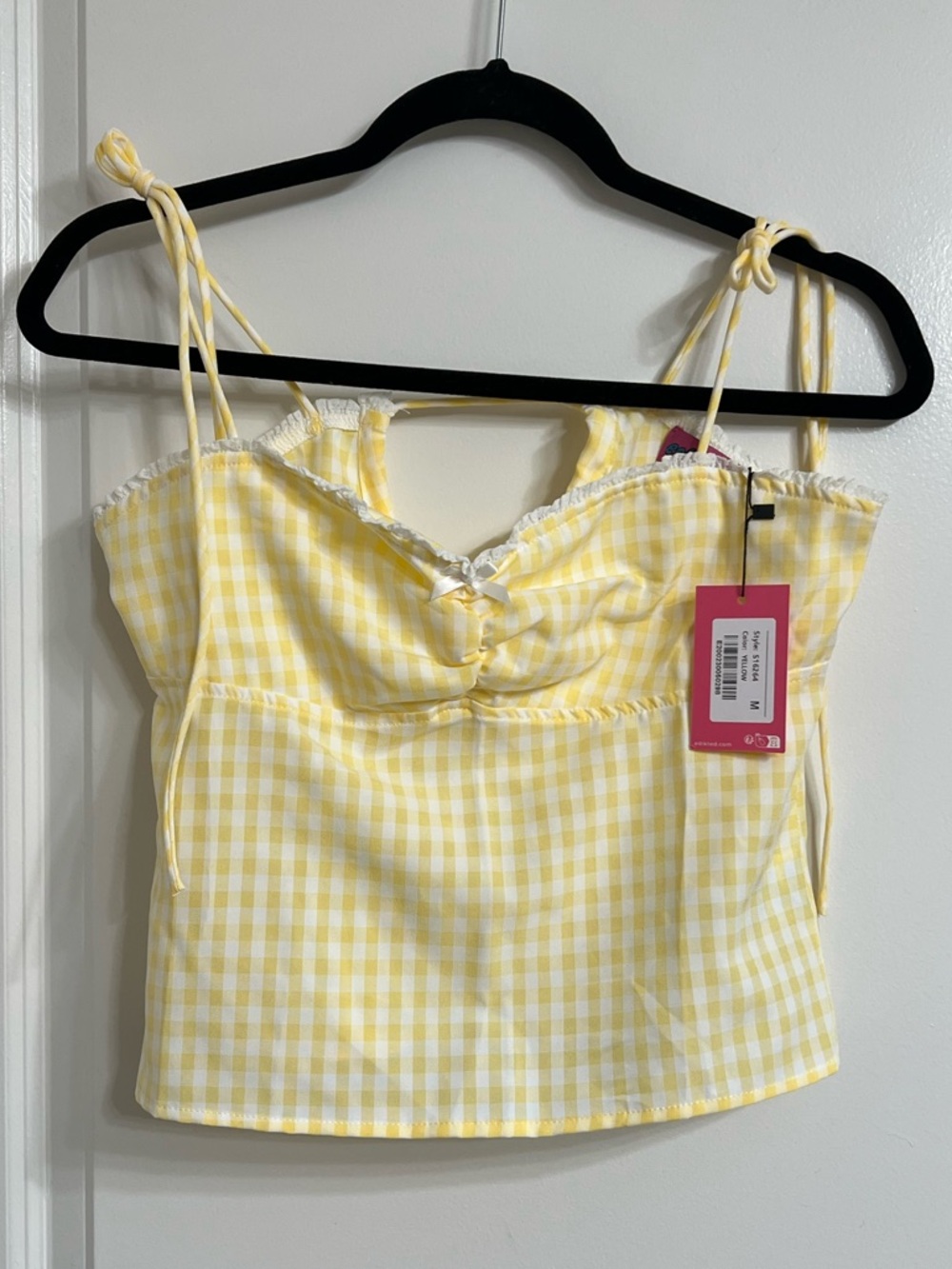 NWT Edikted Billie Open Toe Back Yellow Gingham Size M - Picture 6 of 7